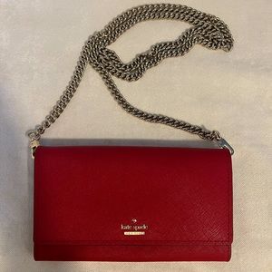 LIKE NEW! ♠️ Kate Spade Red Crossbody Handbag Wallet on Chain